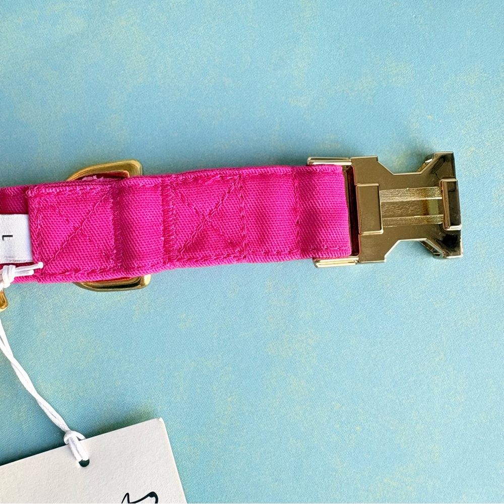 NEW The Foggy Dog Hot Pink Dog Collar Large Gold Hardware Spring Pet Gift NWT - Picture 8 of 12